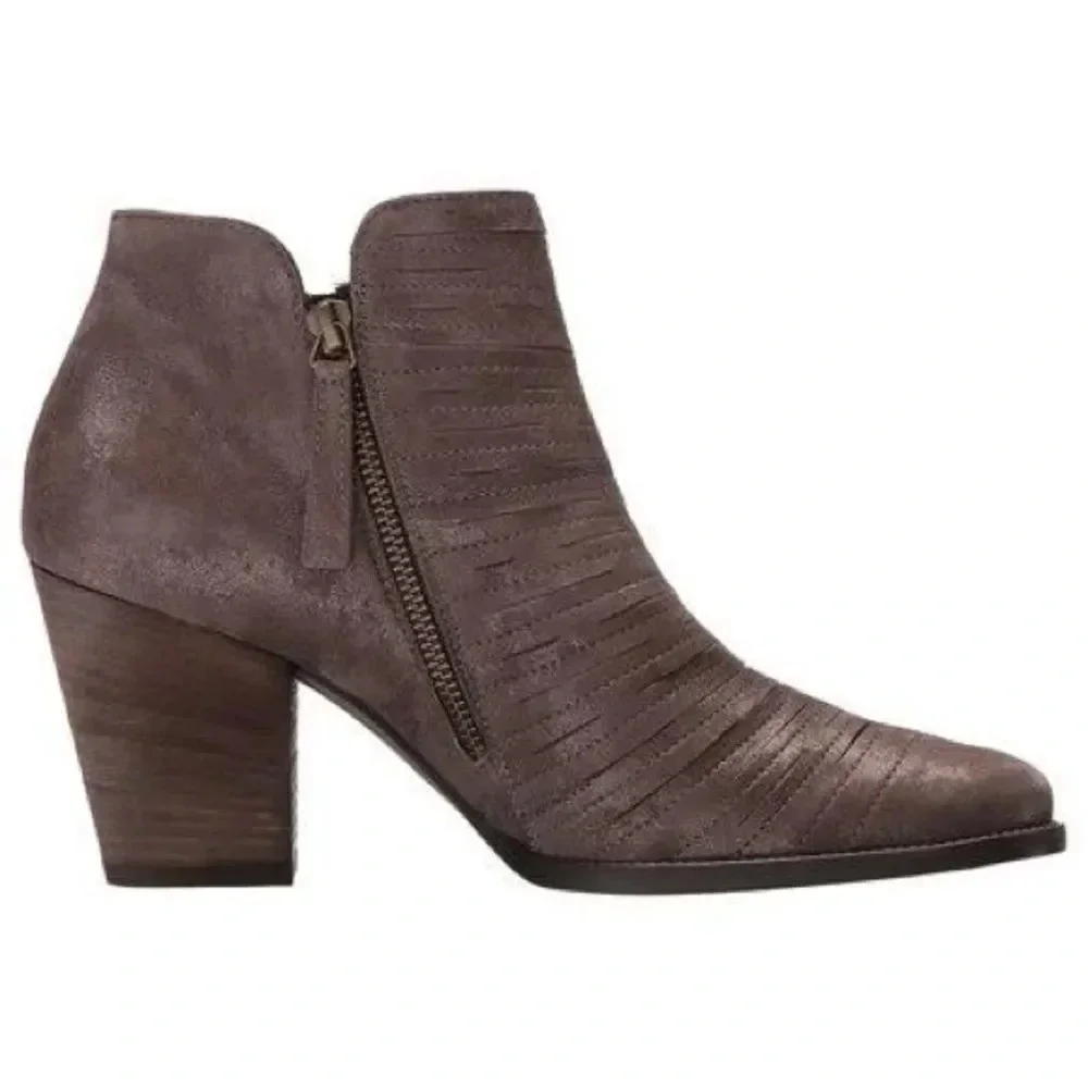 Paul Green Malibu Sliced Zip Ankle Bootie Chunky Nubuck Earth Metallic
